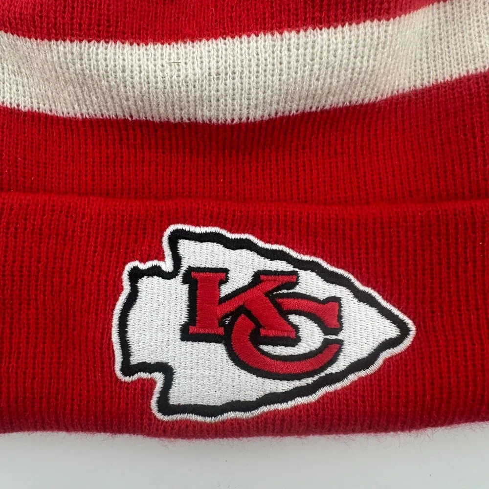 Kansas City Chiefs NFL Knit Pom Beanie Hat‎ Red White New Era